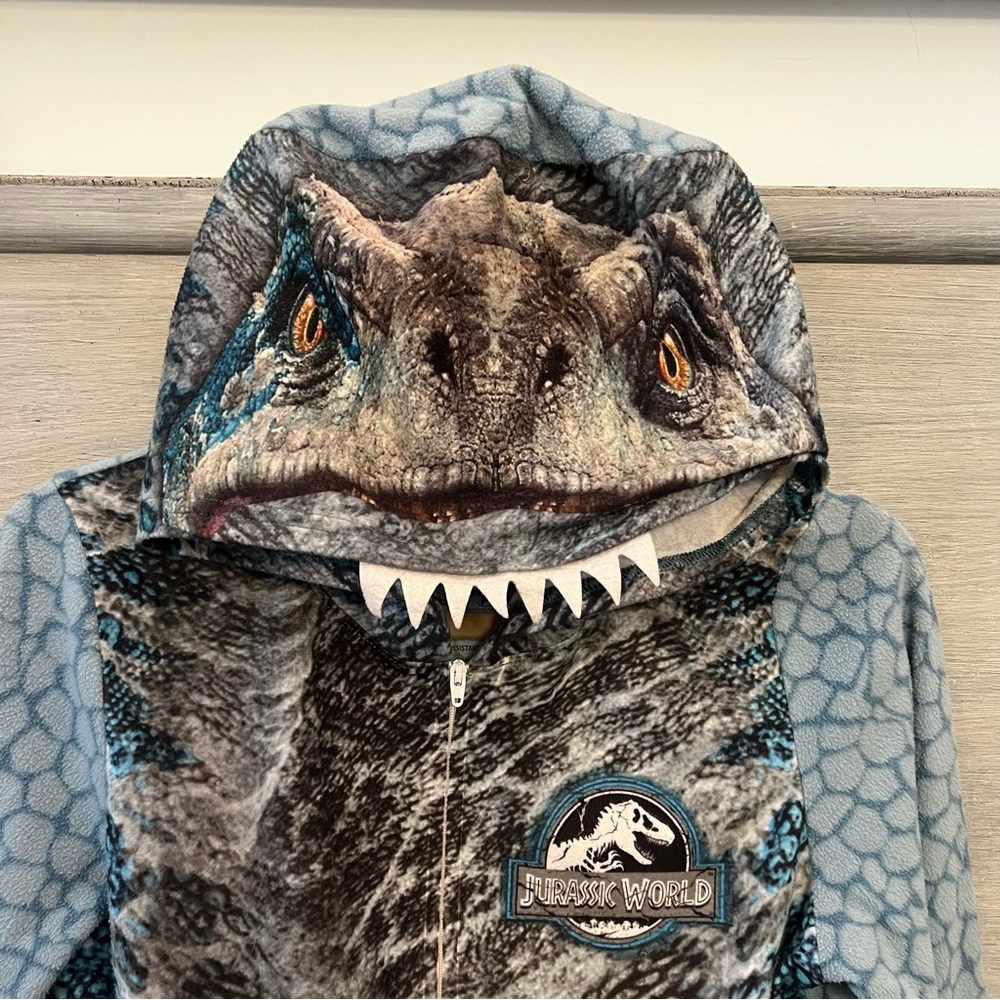 Jurassic World Kid’s One Piece‎ Raptor Pajamas XL Good Condition - Picture 3 of 9
